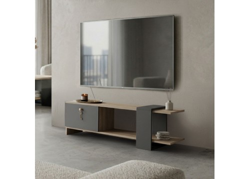 Έπιπλο τηλεόρασης Standi pakoworld σε sonoma-ανθρακί 120x25x36.8εκ