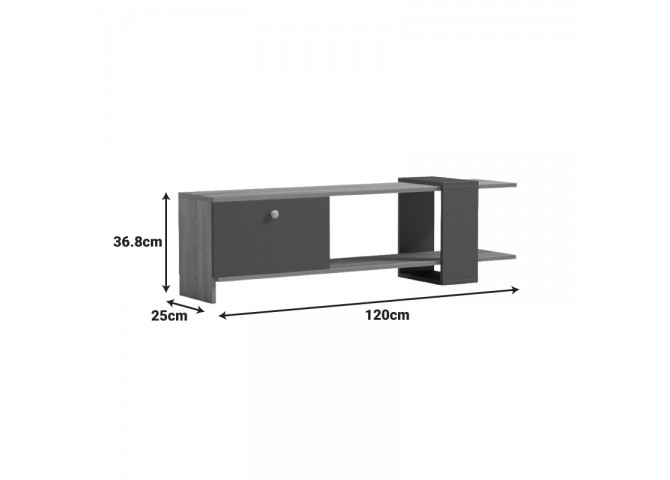 Έπιπλο τηλεόρασης Standi pakoworld σε sonoma-ανθρακί 120x25x36.8εκ