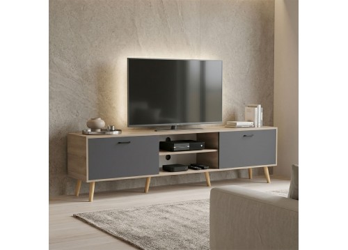 Έπιπλο τηλεόρασης Gorna pakoworld sonoma-ανθρακί 180x35x48.6εκ