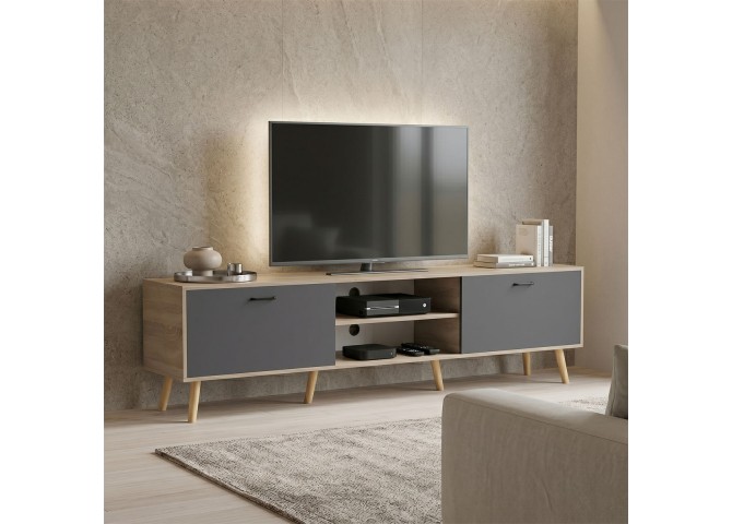 Έπιπλο τηλεόρασης Gorna pakoworld sonoma-ανθρακί 180x35x48.6εκ