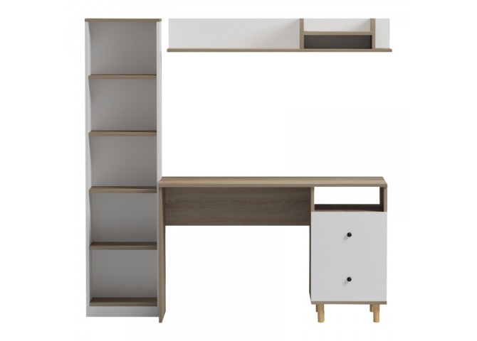Σύνθεση γραφείου Kontor pakoworld sonoma-λευκό 120x50x160εκ
