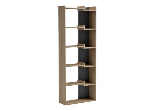 Βιβλιοθήκη Corpus pakoworld sonoma - ανθρακί 61x22x162εκ