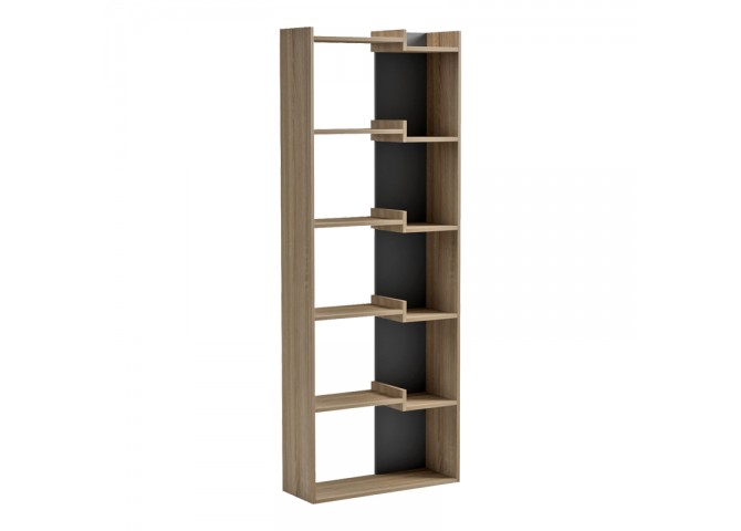 Βιβλιοθήκη Corpus pakoworld sonoma - ανθρακί 61x22x162εκ