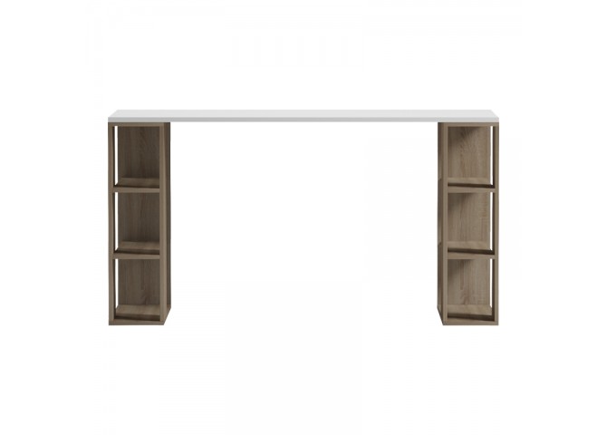 Γραφείο με ραφιέρα  Colmar pakoworld sonoma-λευκό 140x60x75εκ