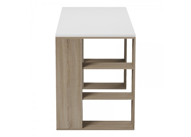 Γραφείο με ραφιέρα  Colmar pakoworld sonoma-λευκό 140x60x75εκ