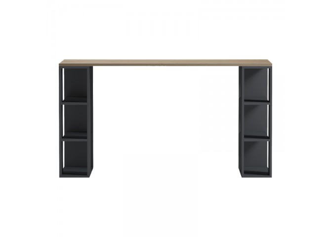 Γραφείο με ραφιέρα Colmar pakoworld ανθρακί- sonoma 140x60x75εκ