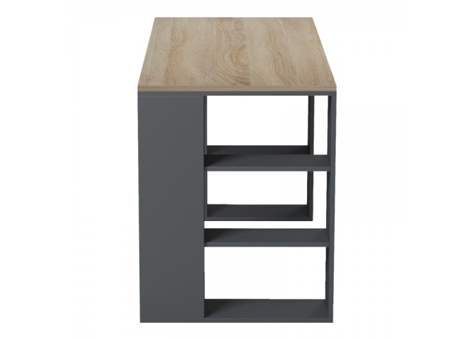 Γραφείο με ραφιέρα Colmar pakoworld ανθρακί- sonoma 140x60x75εκ