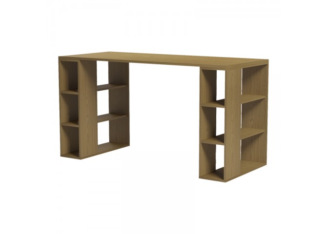 Γραφείο με ραφιέρα Colmar pakoworld σε ανοιχτό καρυδί 140x60x75εκ