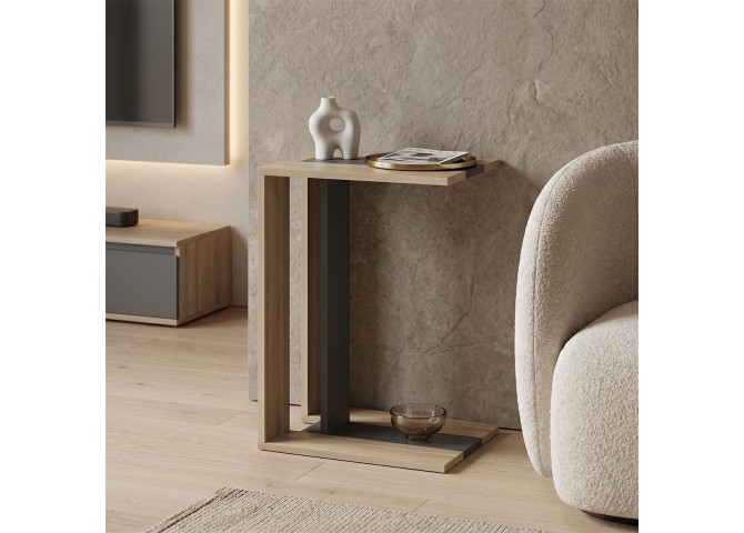Βοηθητικό τραπέζι Muju pakoworld sonoma- ανθρακί  30x40x55εκ