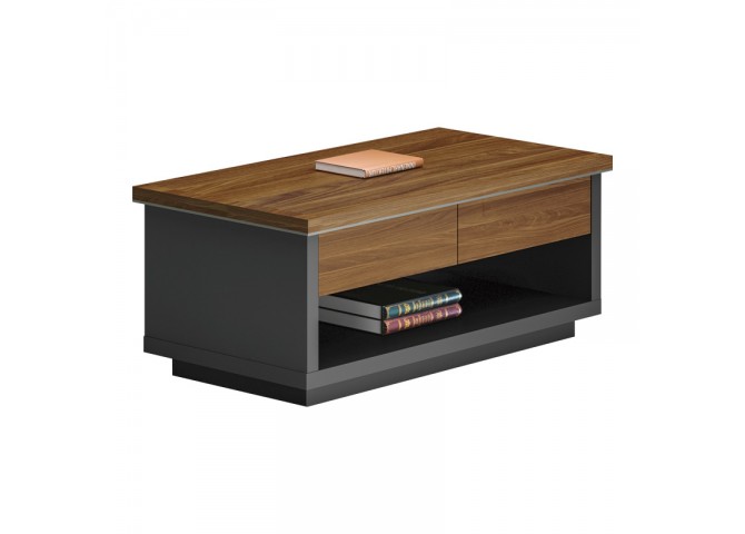 Τραπέζι γραφείου επαγγελματικό Oscar pakoworld σε καρυδί-ανθρακί απόχρωση 120x60x42εκ