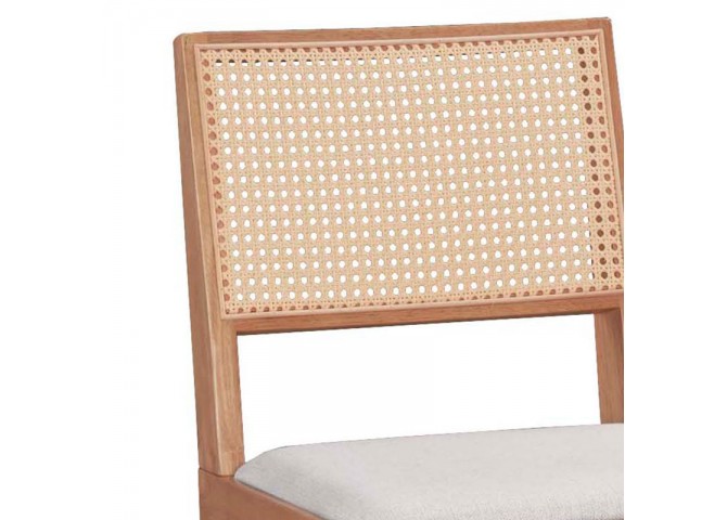 Καρέκλα Winslow pakoworld ξύλο rubberwood ανοικτό καρυδί-pvc rattan φυσικό-ύφασμα γκρι