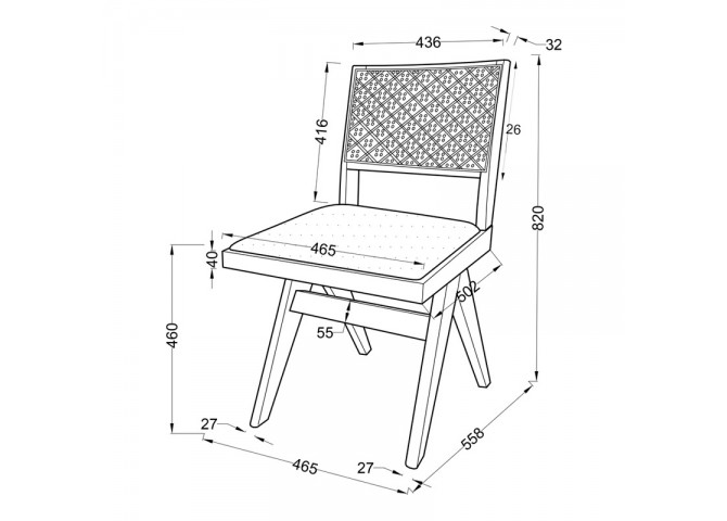 Καρέκλα Winslow pakoworld ξύλο rubberwood ανοικτό καρυδί-pvc rattan φυσικό-ύφασμα γκρι