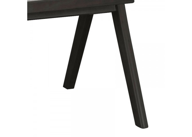 Πολυθρόνα Winslow pakoworld ξύλο rubberwood μαύρο-pvc rattan φυσικό-ύφασμα γκρι