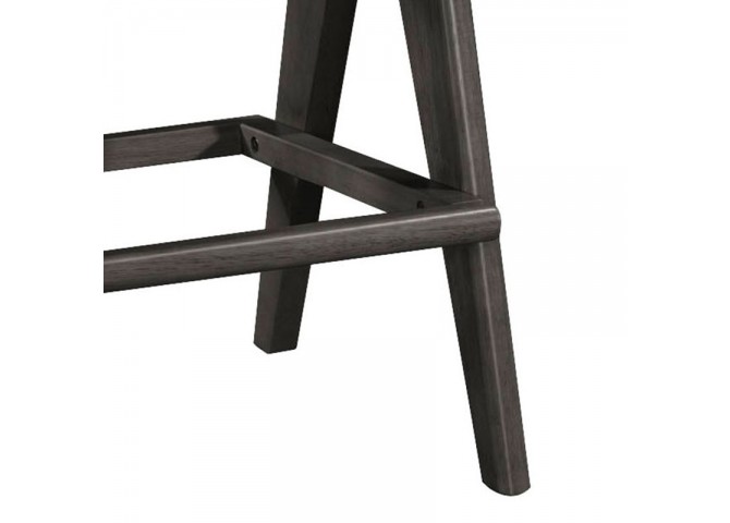Σκαμπό bar Winslow pakoworld ξύλο rubberwood μαύρο-pvc rattan φυσικό-ύφασμα γκρι 44.5x46x98εκ
