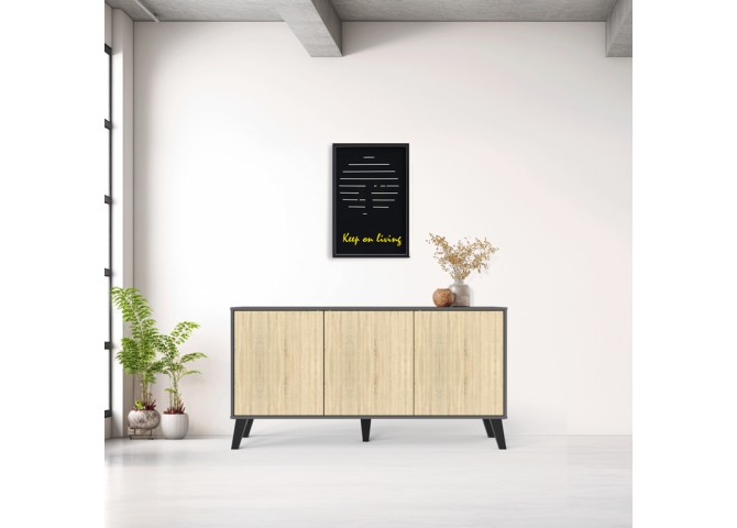 Μπουφές Billie pakoworld ανθρακί-sonoma 149x40x77εκ