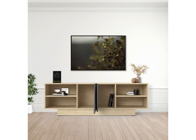 Έπιπλο τηλεόρασης Stevie pakoworld sonoma-ανθρακί 160x40x50εκ