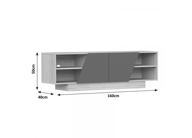 Έπιπλο τηλεόρασης Stevie pakoworld sonoma-ανθρακί 160x40x50εκ