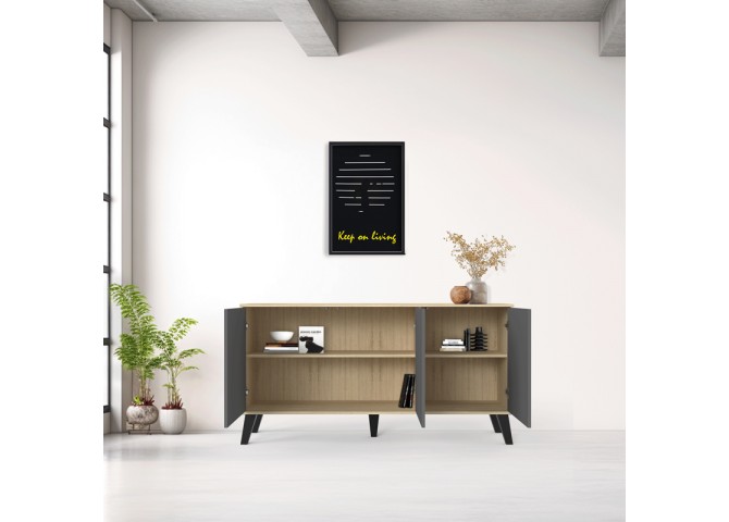 Μπουφές Billie pakoworld sonoma-ανθρακί149x40x77εκ