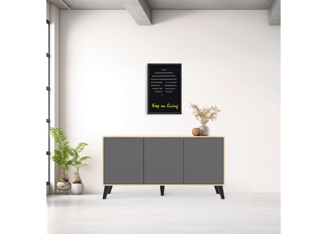 Μπουφές Billie pakoworld sonoma-ανθρακί149x40x77εκ