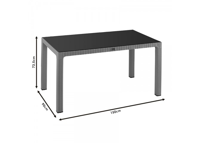 Τραπέζι Explore pakoworld με UV protection PP καφέ 150x90x73.5εκ
