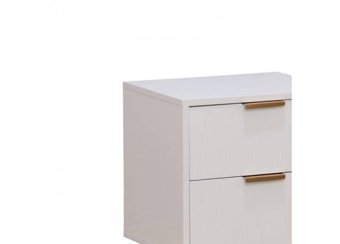 Κομοδίνο Culture pakoworld με 2 συρτάρια λευκό-χρυσό 40x35x52εκ