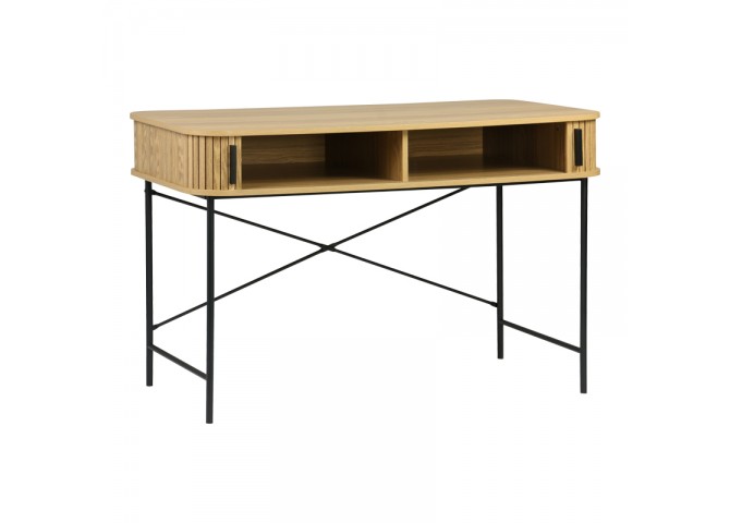 Γραφείο εργασίας Scandi pakoworld MDF/Metal σε φυσική απόχρωση με μεταλλικά μαύρα πόδια 120x60x76,5εκ