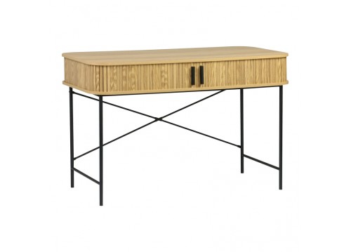 Γραφείο εργασίας Scandi pakoworld MDF/Metal σε φυσική απόχρωση με μεταλλικά μαύρα πόδια 120x60x76,5εκ