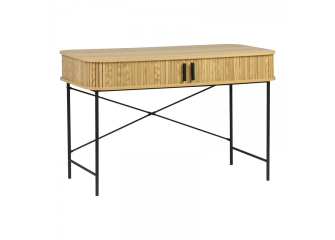 Γραφείο εργασίας Scandi pakoworld MDF/Metal σε φυσική απόχρωση με μεταλλικά μαύρα πόδια 120x60x76,5εκ