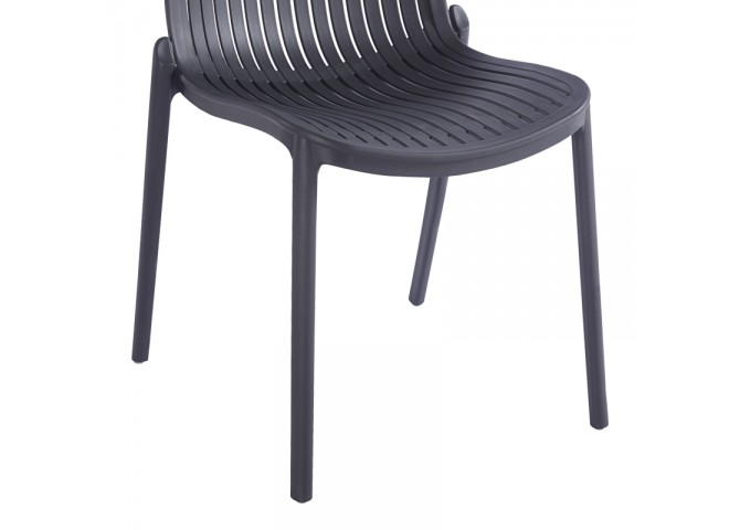 Καρέκλα Teragi στοιβαζόμενη pakoworld pp με UV protection ανθρακί 58x43.5x82εκ