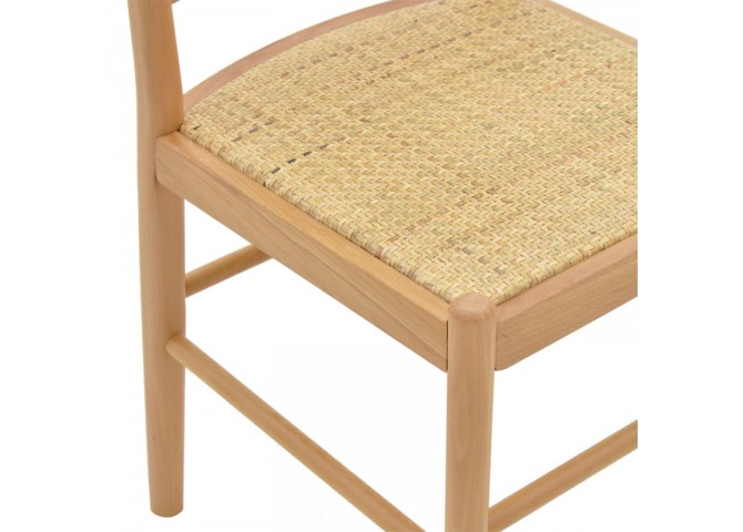Καρέκλα Alessia pakoworld ξύλο οξιάς-rattan φυσικό 43x40x89εκ