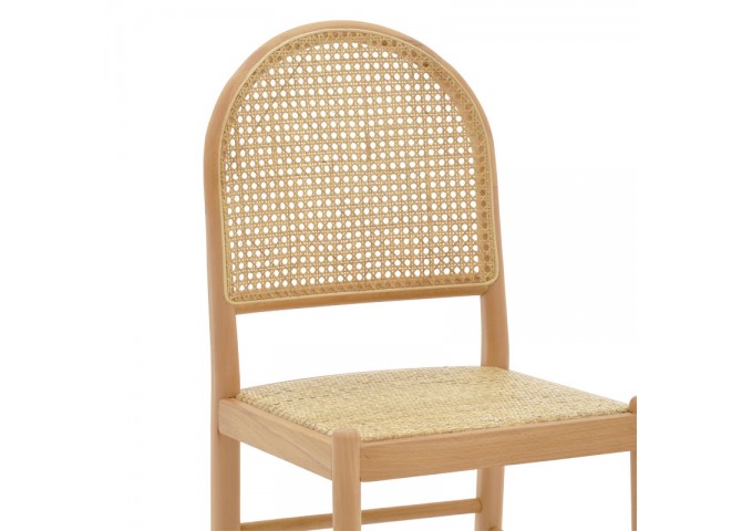 Καρέκλα Alessia pakoworld ξύλο οξιάς-rattan φυσικό 43x40x89εκ