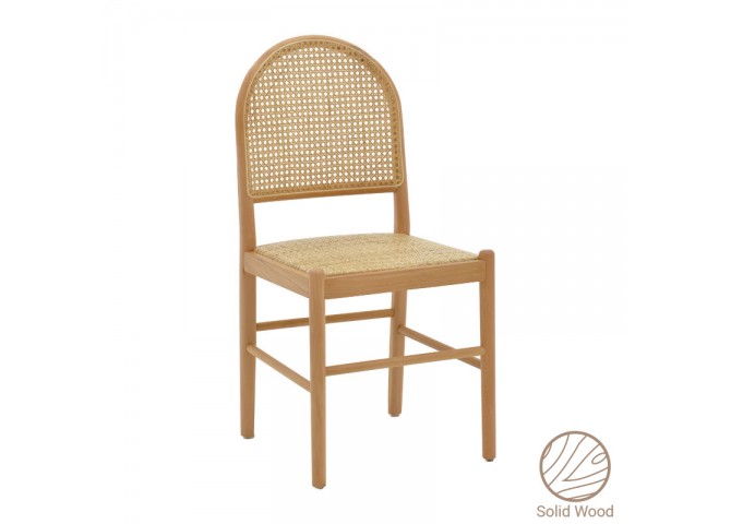 Καρέκλα Alessia pakoworld ξύλο οξιάς-rattan φυσικό 43x40x89εκ