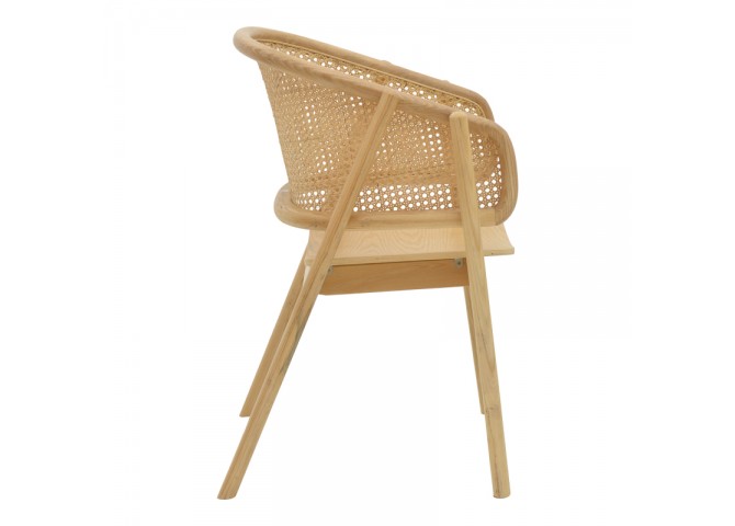 Πολυθρόνα Wenzy pakoworld φυσικό Rattan - μασίφ ξύλο toon 58x58x82εκ