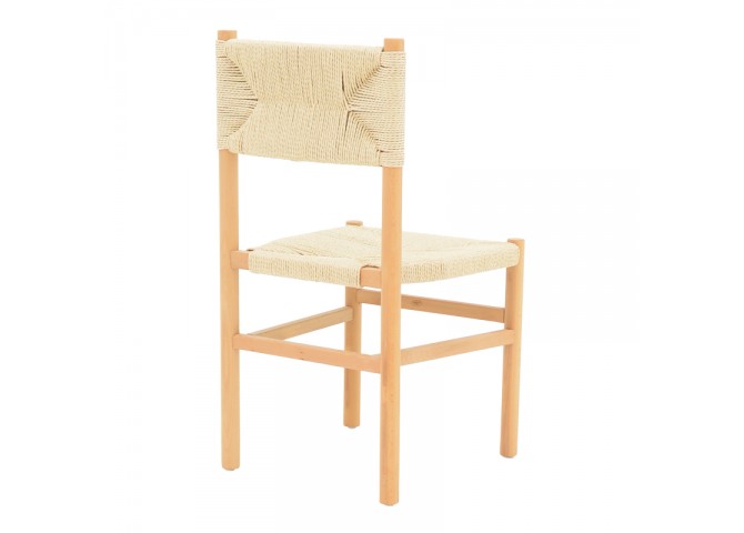 Καρέκλα Oarvine pakoworld φυσικό rubberwood-φυσικό σχοινί 46x52x88εκ