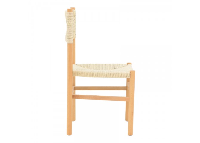 Καρέκλα Oarvine pakoworld φυσικό rubberwood-φυσικό σχοινί 46x52x88εκ