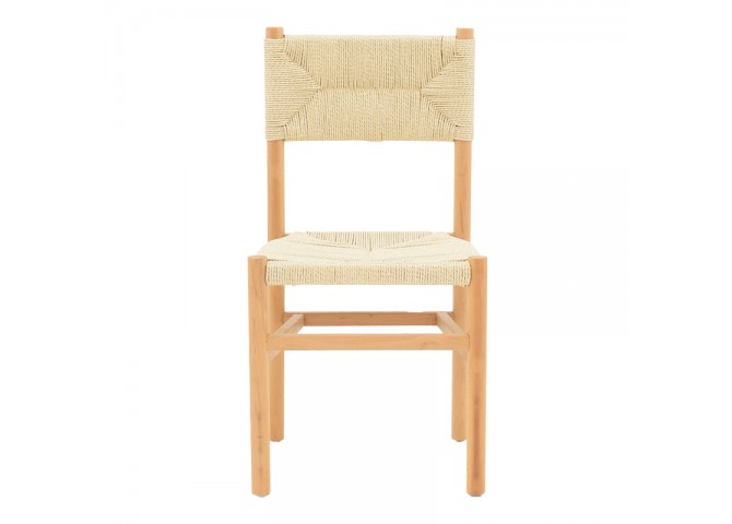 Καρέκλα Oarvine pakoworld φυσικό rubberwood-φυσικό σχοινί 46x52x88εκ