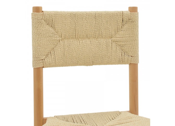 Καρέκλα Oarvine pakoworld φυσικό rubberwood-φυσικό σχοινί 46x52x88εκ