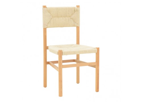 Καρέκλα Oarvine pakoworld φυσικό rubberwood-φυσικό σχοινί 46x52x88εκ