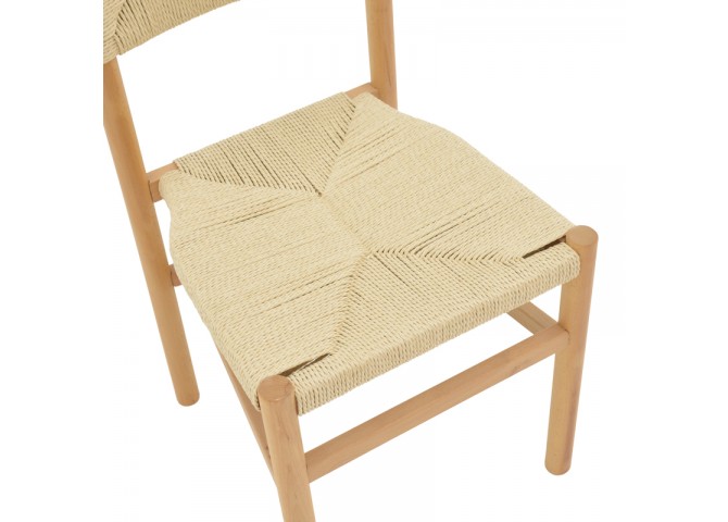 Καρέκλα Oarvine pakoworld φυσικό rubberwood-φυσικό σχοινί 46x52x88εκ