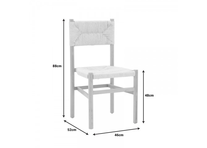 Καρέκλα Oarvine pakoworld φυσικό rubberwood-φυσικό σχοινί 46x52x88εκ