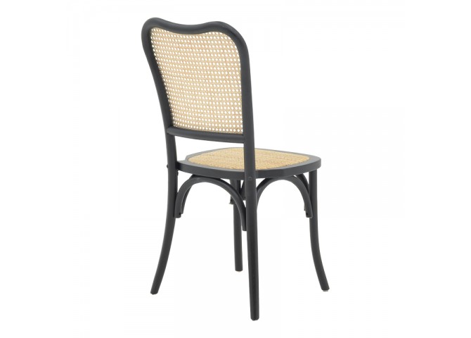 Καρέκλα στοιβαζόμενη Zozele pakoworld φυσικό rattan pe-μαύρο toon wood 45x51x88εκ