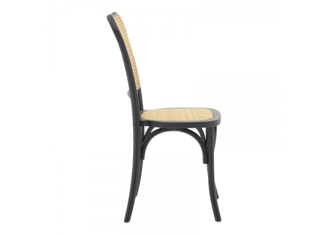 Καρέκλα στοιβαζόμενη Zozele pakoworld φυσικό rattan pe-μαύρο toon wood 45x51x88εκ