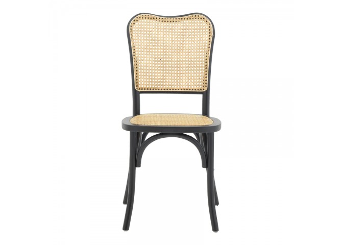 Καρέκλα στοιβαζόμενη Zozele pakoworld φυσικό rattan pe-μαύρο toon wood 45x51x88εκ
