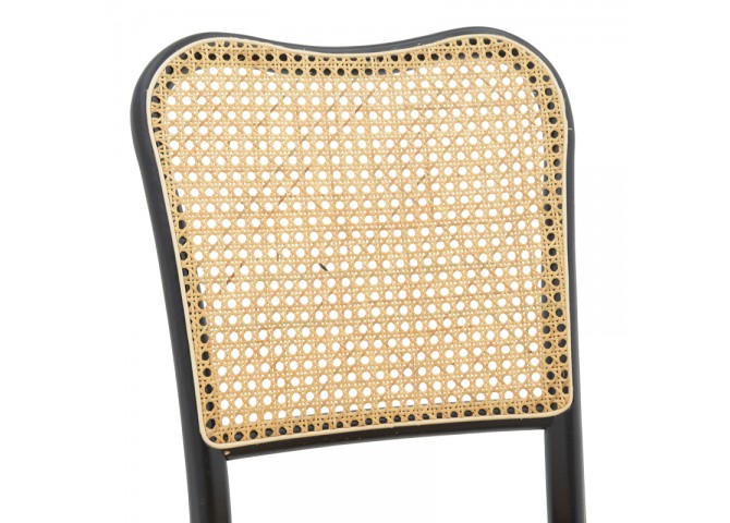 Καρέκλα στοιβαζόμενη Zozele pakoworld φυσικό rattan pe-μαύρο toon wood 45x51x88εκ