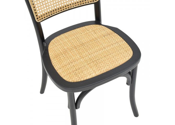 Καρέκλα στοιβαζόμενη Zozele pakoworld φυσικό rattan pe-μαύρο toon wood 45x51x88εκ