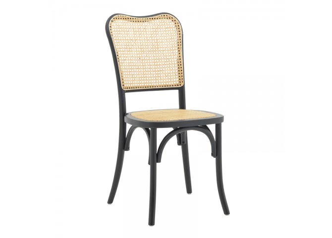 Καρέκλα στοιβαζόμενη Zozele pakoworld φυσικό rattan pe-μαύρο toon wood 45x51x88εκ