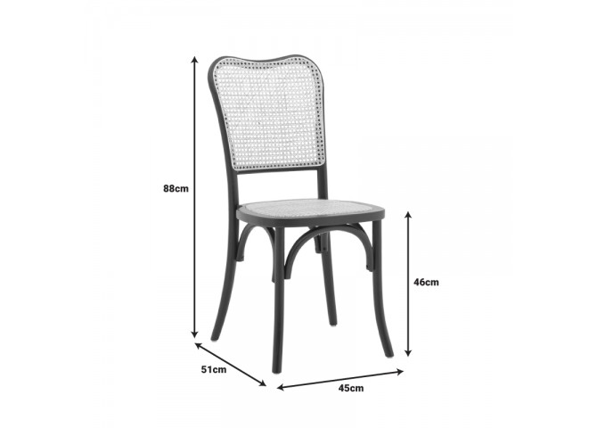 Καρέκλα στοιβαζόμενη Zozele pakoworld φυσικό rattan pe-μαύρο toon wood 45x51x88εκ