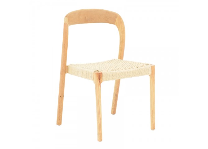 Καρέκλα Tavrine pakoworld σχοινί-rubberwood σε φυσική απόχρωση 47x59x78εκ