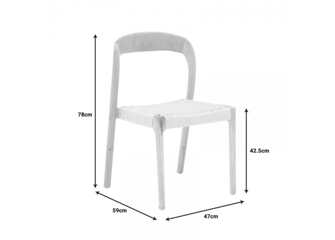 Καρέκλα Tavrine pakoworld σχοινί-rubberwood σε φυσική απόχρωση 47x59x78εκ