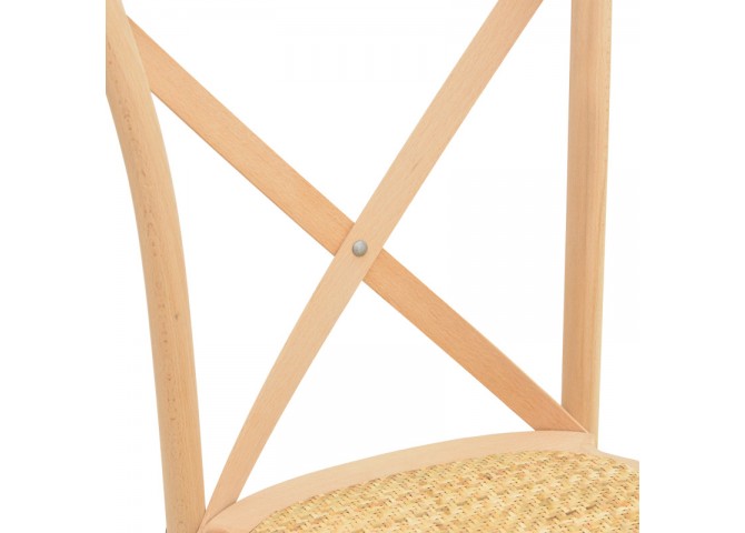 Καρέκλα Dylon pakoworld στοιβαζόμενη ξύλο οξιάς-rattan άβαφη 48x52x89εκ